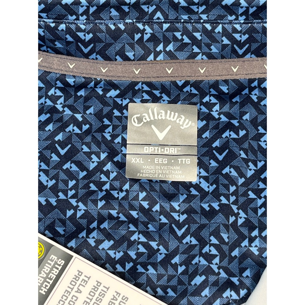 Callaway‎ Opti-Dri XXL Golf Polo Shirt Geometric Print Blue Menswear